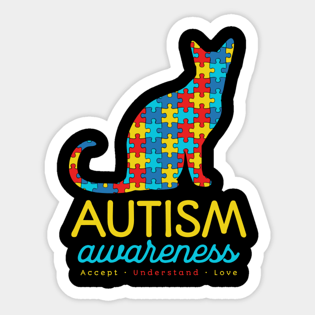 Cat Autism Awareness Sticker by The WYLD Tribe